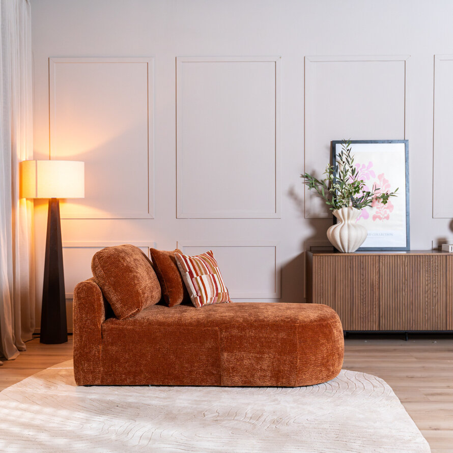 Chaise longue Vienna chenille terracotta rechts
