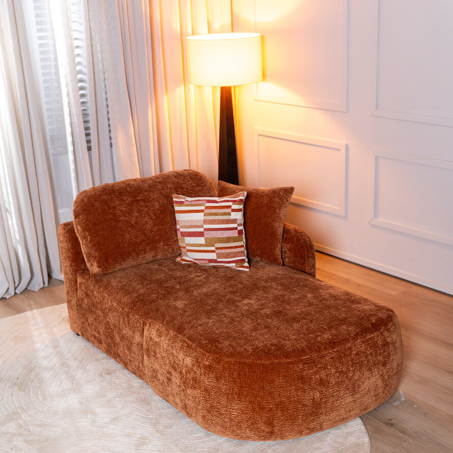 Chaise longue Vienna chenille terracotta rechts