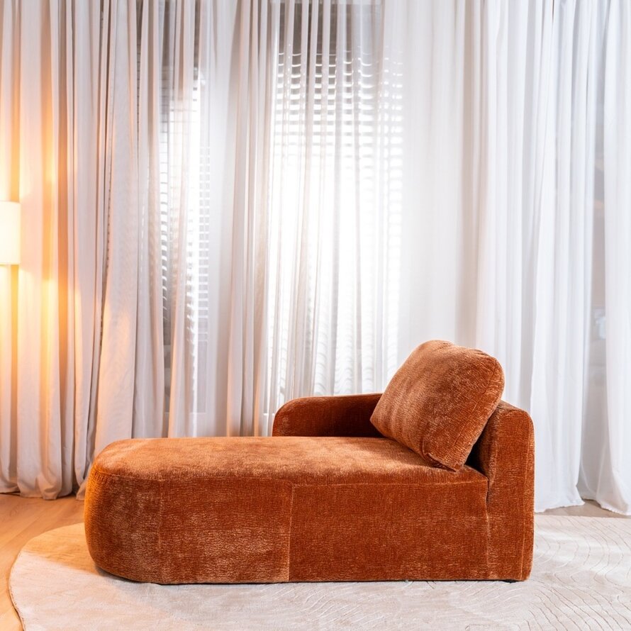 Chaise longue Vienna chenille terracotta links