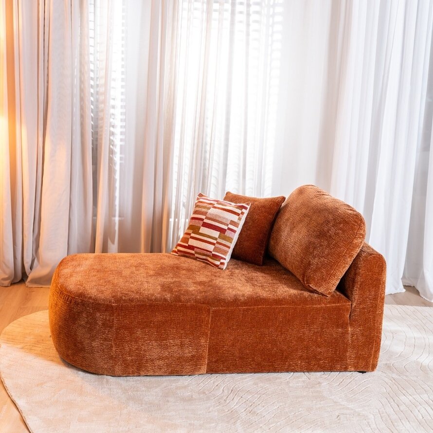 Chaise longue Vienna chenille terracotta links