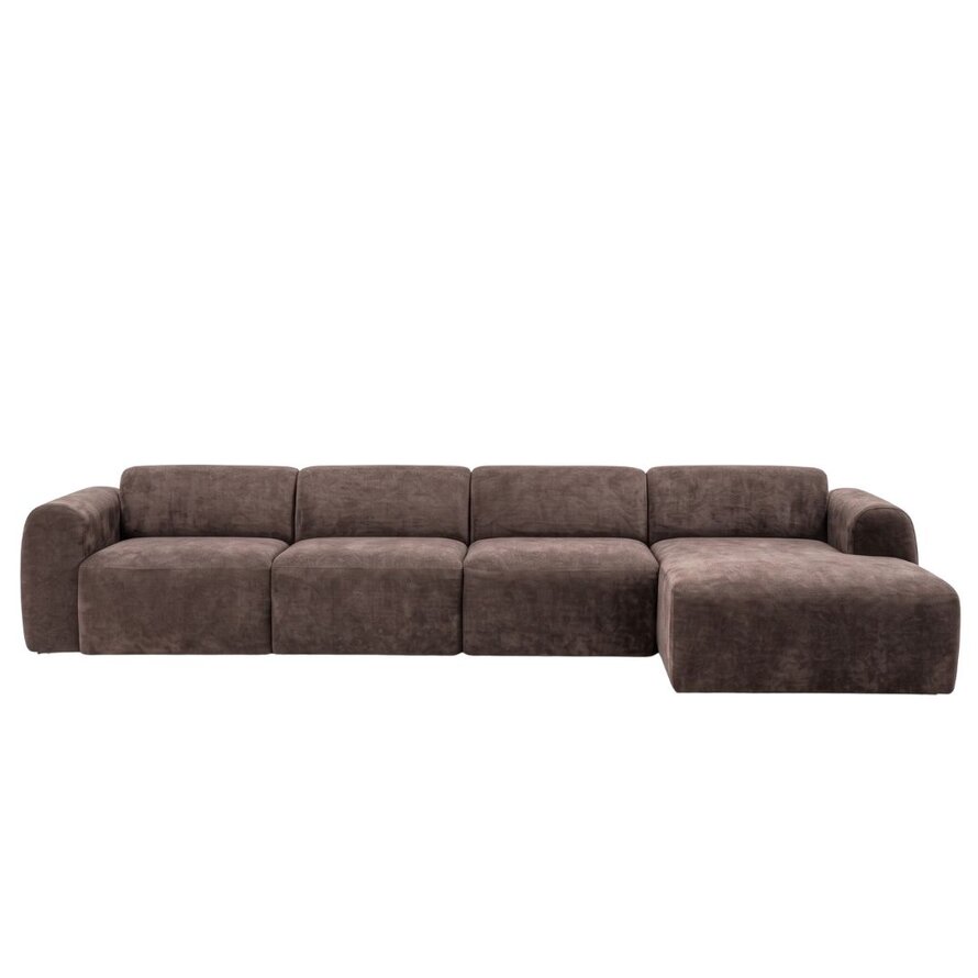 Hoekbank rechts Maine XL chenille bruin