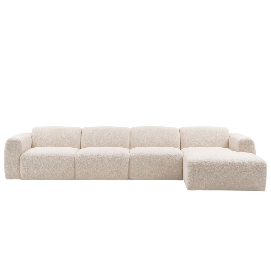 Hoekbank rechts Maine XL bouclé stof off white