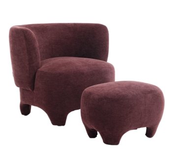Bronx71 Fauteuil met hocker Emma velvet paars