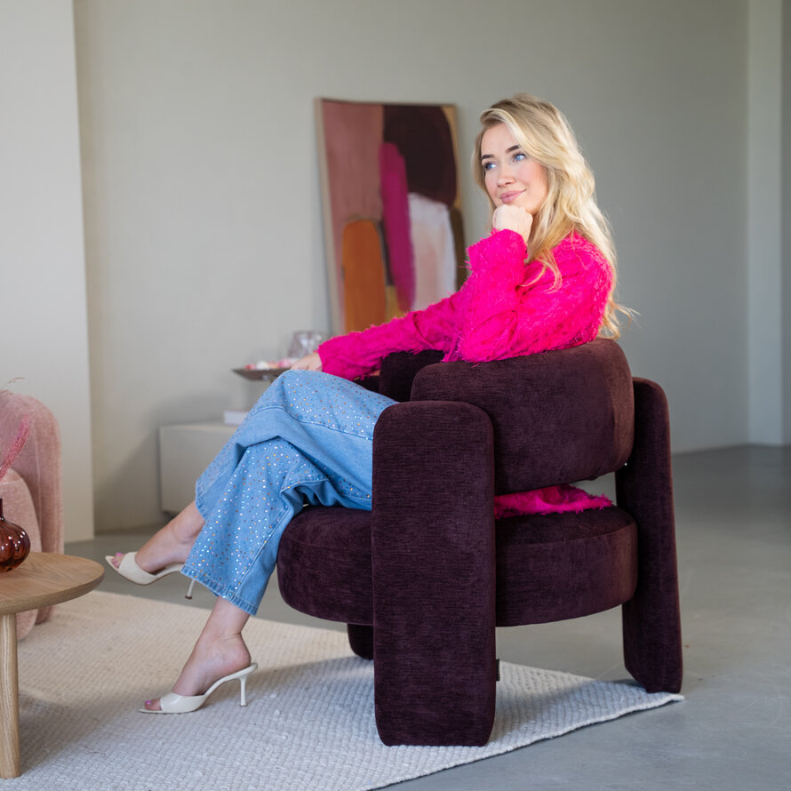 Fauteuil Jolie velvet paars