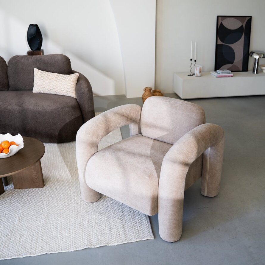 Fauteuil Tess velvet beige
