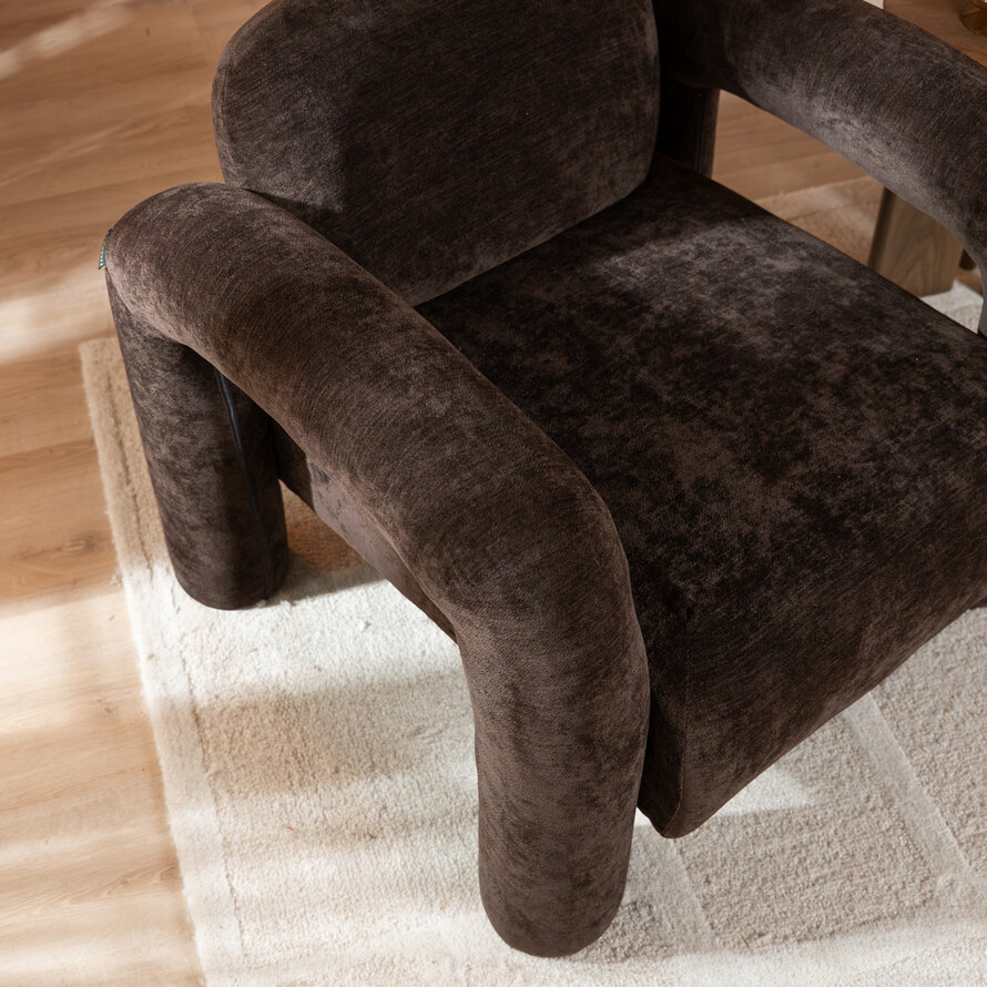 Fauteuil Tess velvet bruin