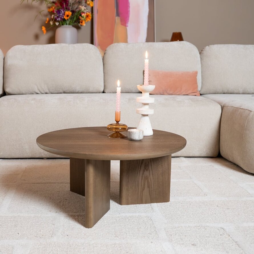 Salontafel Aya ø68 cm rustiek eiken