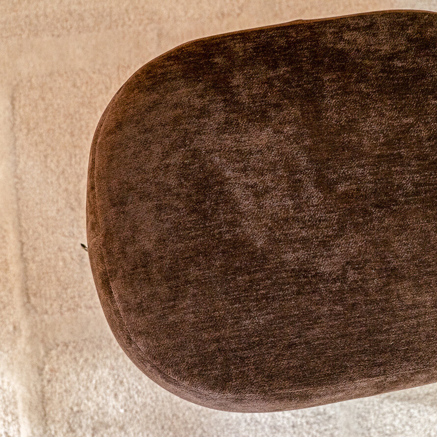 Fauteuil met hocker Emma velvet bruin