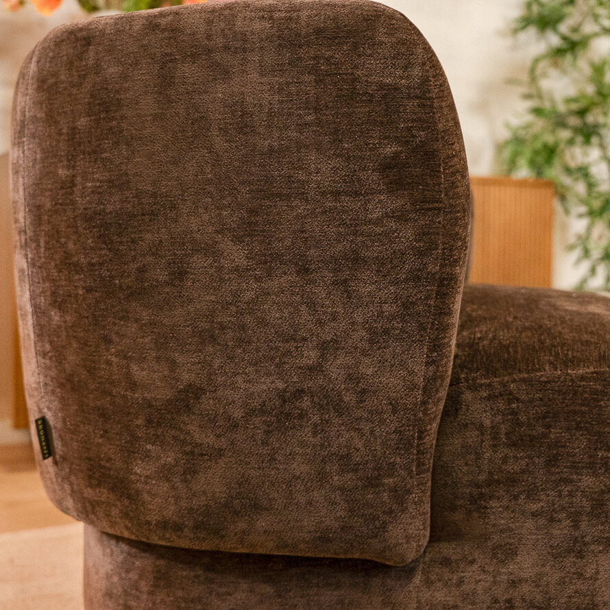 Fauteuil met hocker Emma velvet bruin