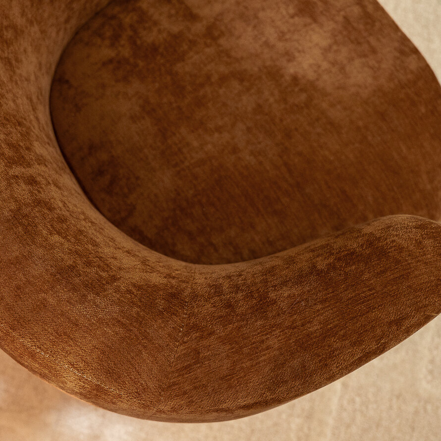 Fauteuil met hocker Emma velvet oker
