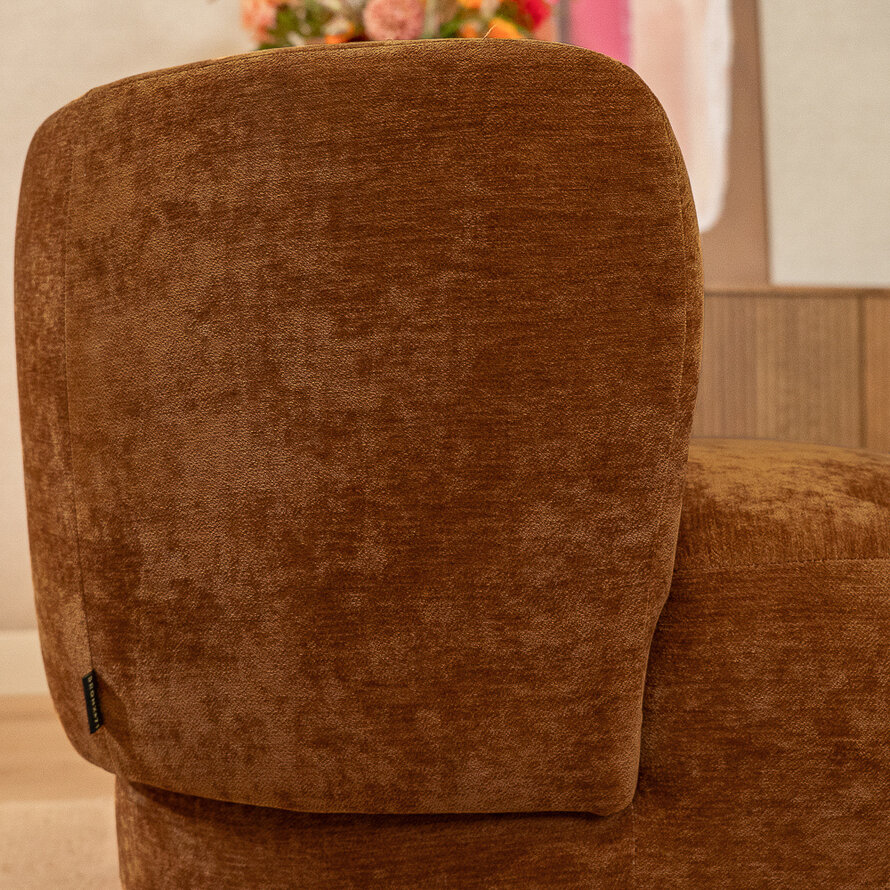Fauteuil met hocker Emma velvet oker