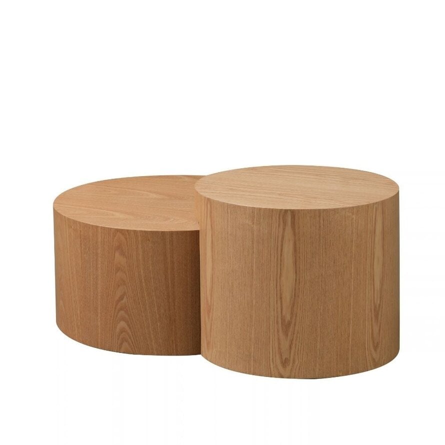 Salontafel set Ontario Ø55 en Ø80 cm blank eiken