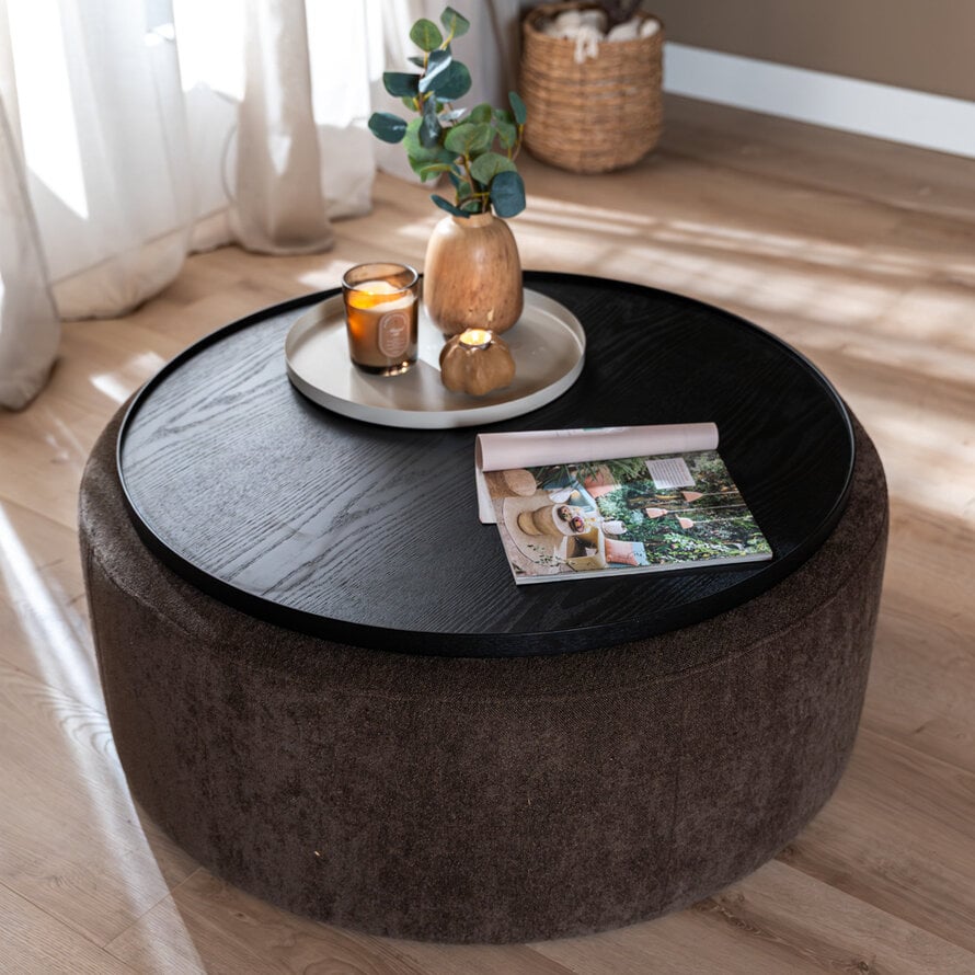 Dienblad Helena rond ø89 cm zwart eiken