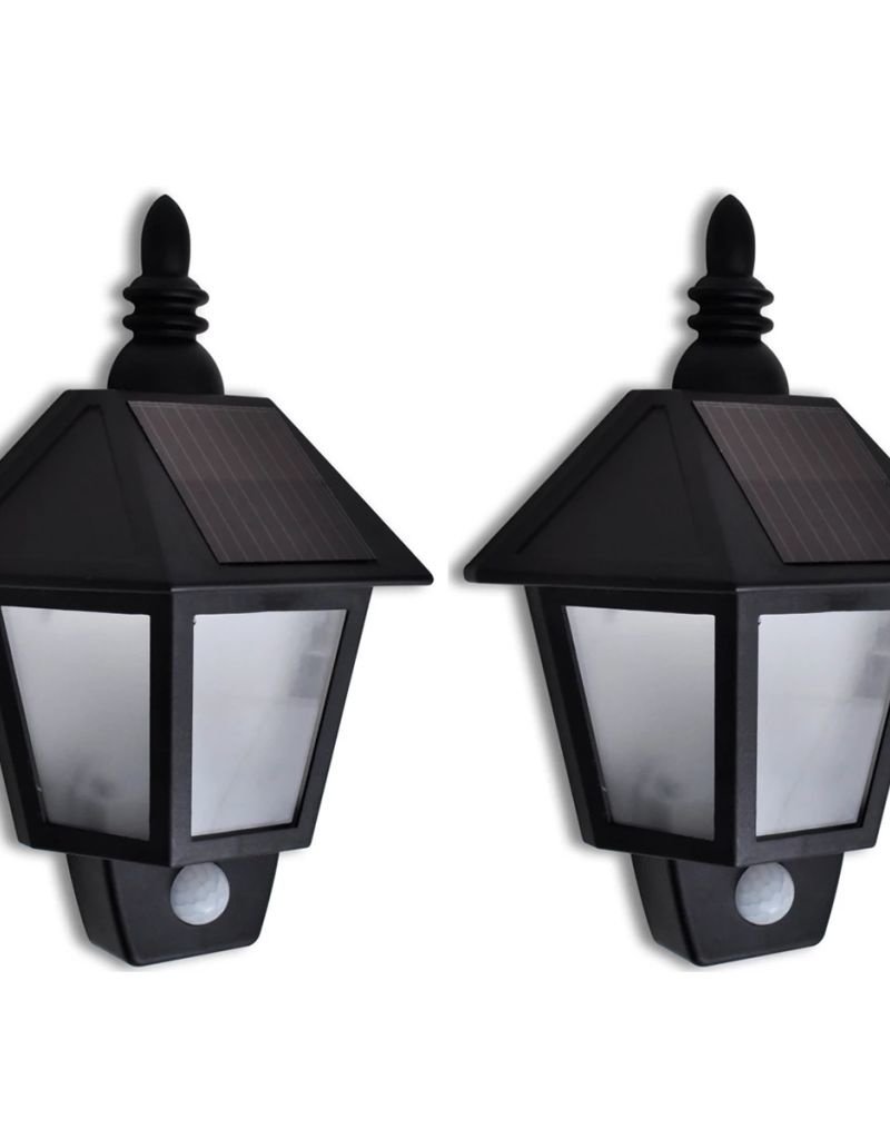 Vidaxl Solar Wandlamp Met Bewegingsensor 2 St Tuinshop Bluegreen Nl
