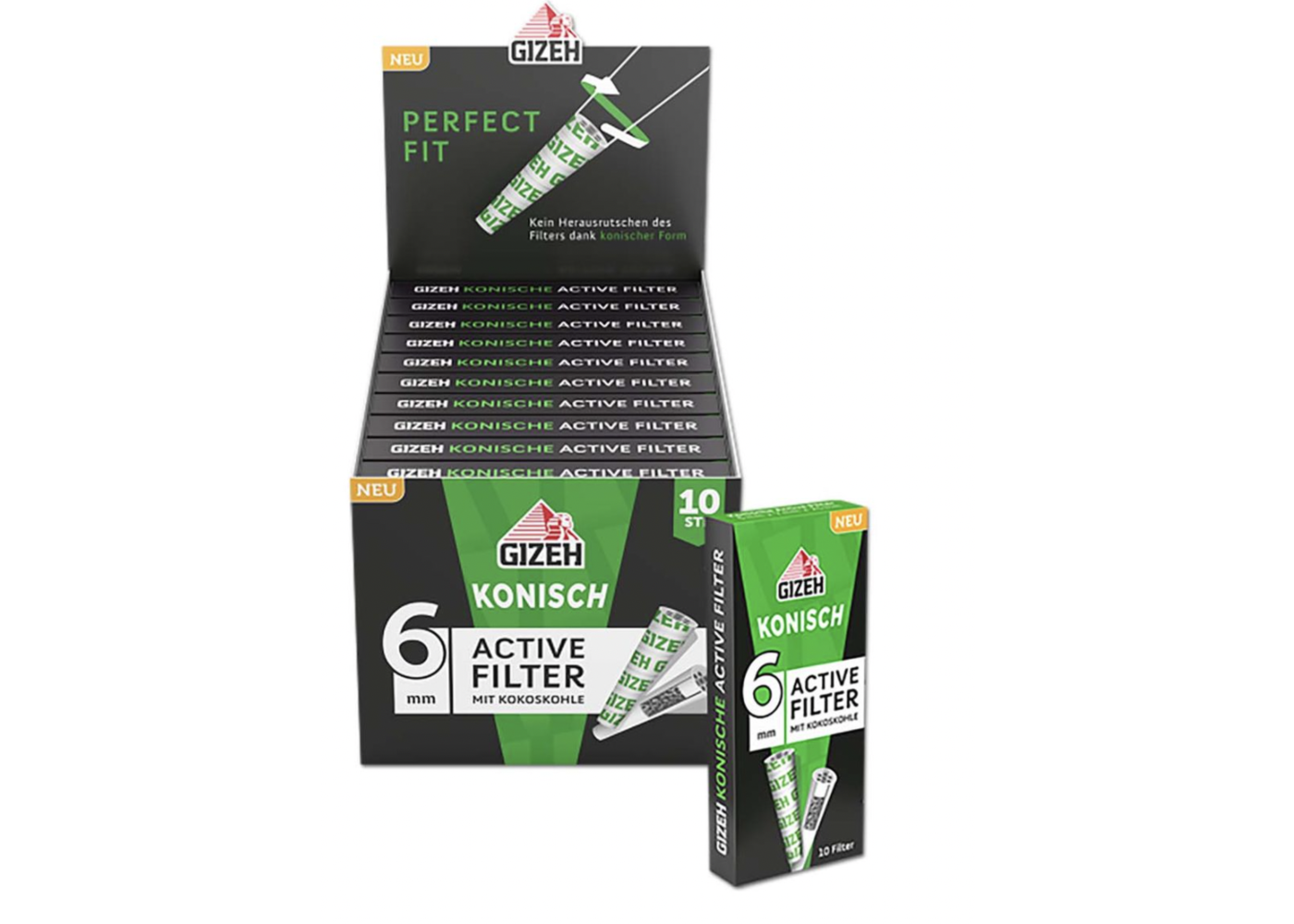 Gizeh Aktivkohlefilter konisch 10 Stk.