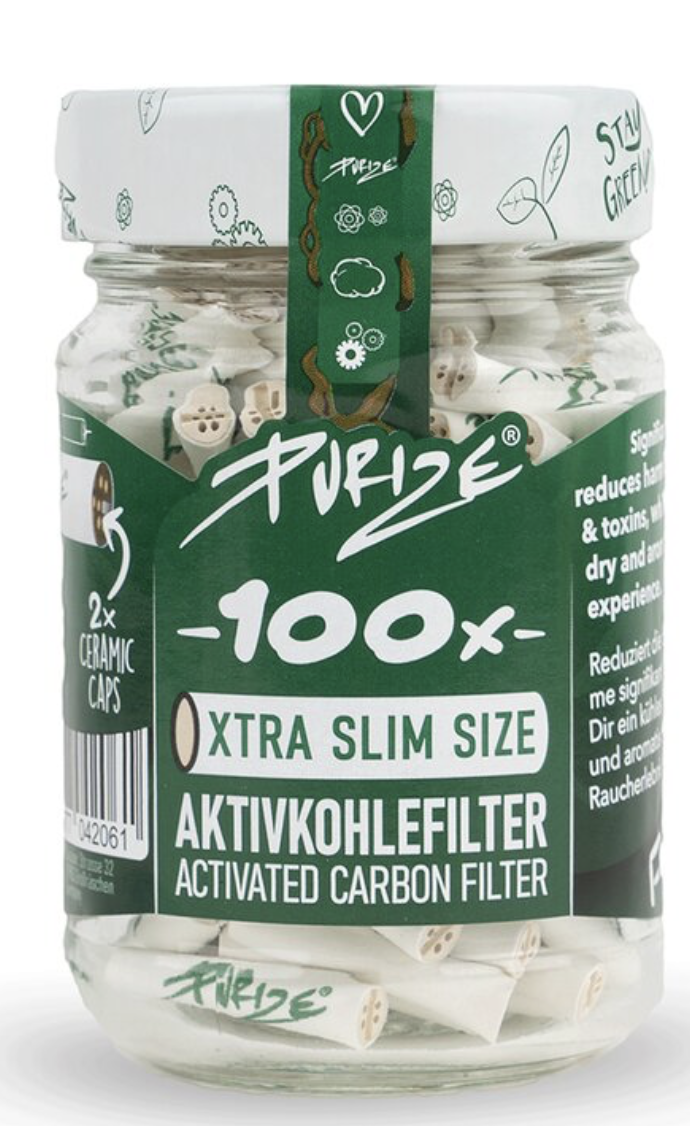 Purize Purize Aktivkohlefilter  Xtra Slim  im Glas  WHITE (100 Stk,)