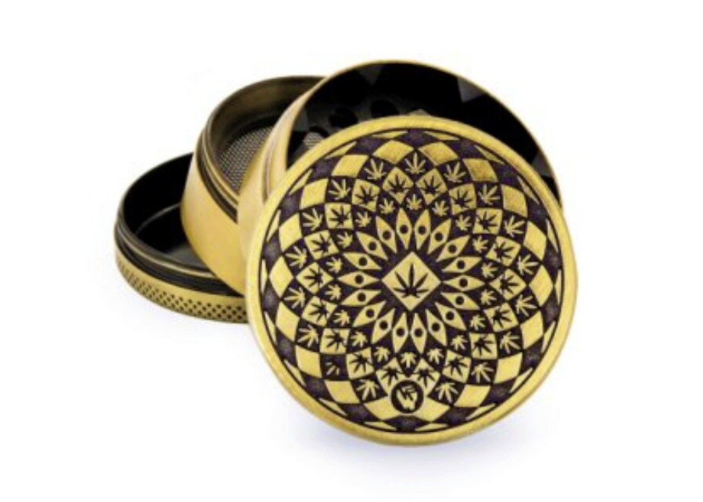 Alu Grinder Leaf Pattern Gold 4-tlg.