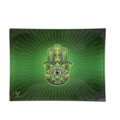 Glass Rolling Tray Hamsa Green 16cm x 12cm