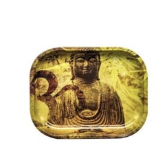 Rolling Tray Metal Buddha Hemp Leaf 18x14cm