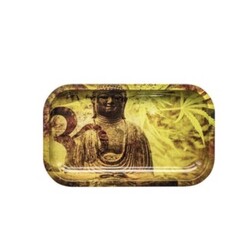 Rolling Tray Metal Buddha Hemp Leaf 27x16cm