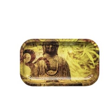  Rolling Tray Metal Buddha Hemp Leaf 27x16cm
