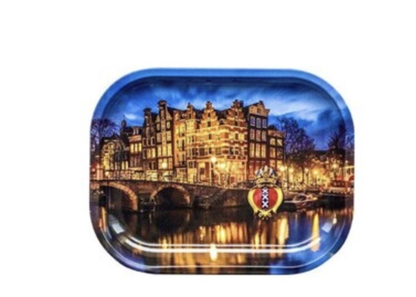 Rolling Tray Metal Amsterdam Canal 18x14cm