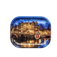 Rolling Tray Metal Amsterdam Canal 18x14cm