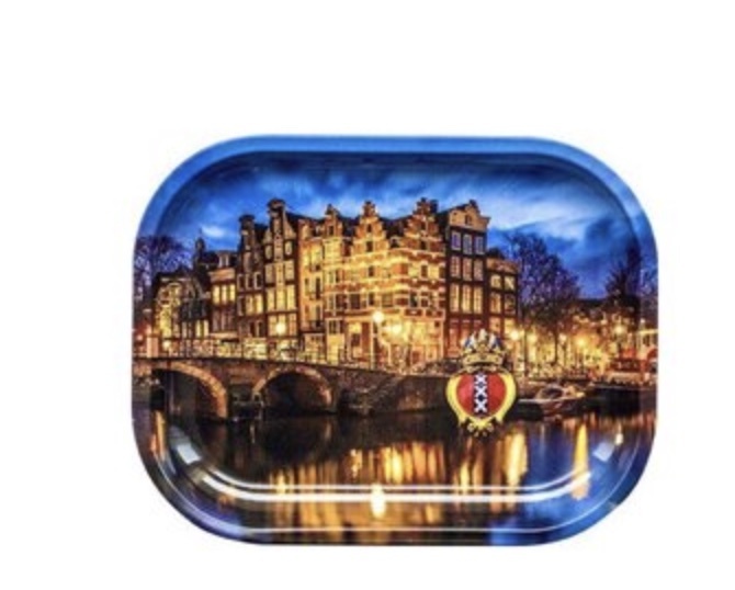 Rolling Tray Metal Amsterdam Canal 18x14cm