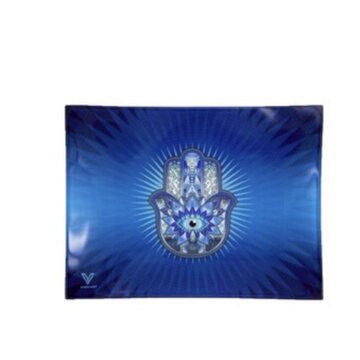  Rolling Tray Glass Hamsa Blue 16x12cm