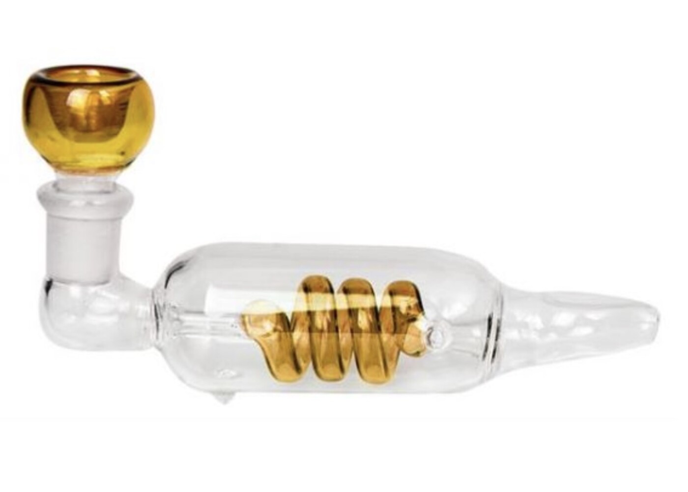 Purpfeife Spiral Glas Gold-Transparent 13cm