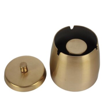  Aschenbecher Edelstahl Gold mit Deckel 9.5cm