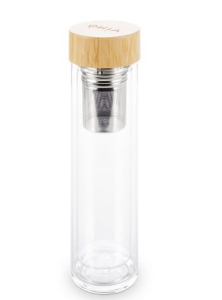 Ohia OHIA Thermosflasche aus Glas mit Bambusdeckel
