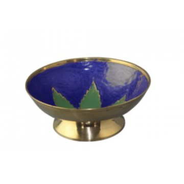  Messingschale mit Blatt-hoch-10cm Ø