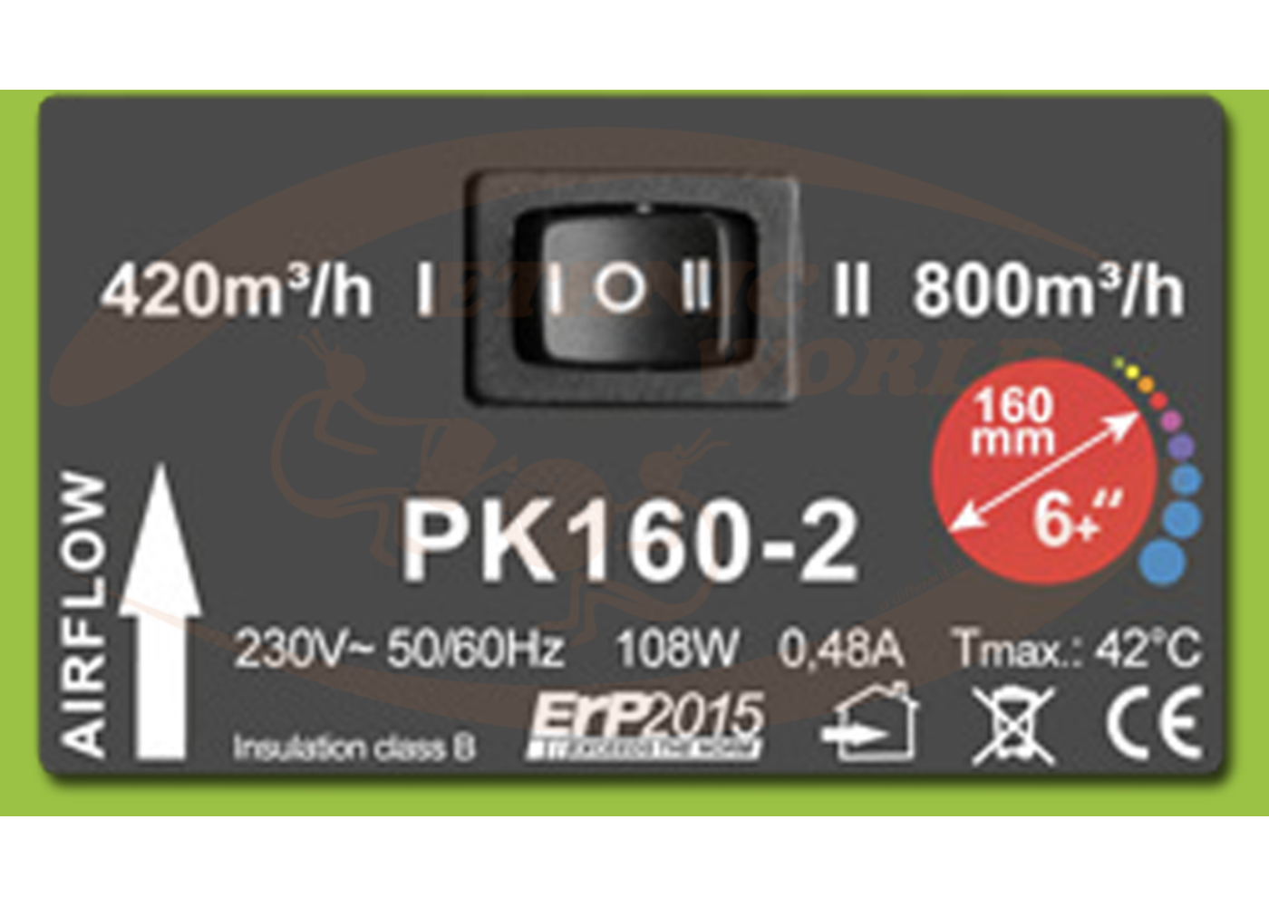 Prima Klima Prima Klima Rohrventilator 160mm 420-800m3/h 2-Stufig