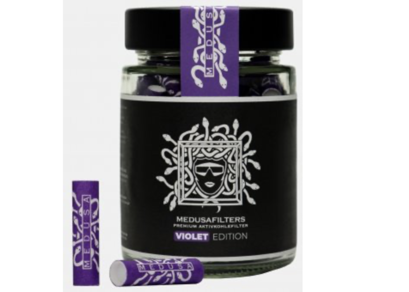 Medusa MEDUSA Aktivkohle- und Zellstoffilter 100 Stück im Glas, 6 mm Ø Slim VIOLET
