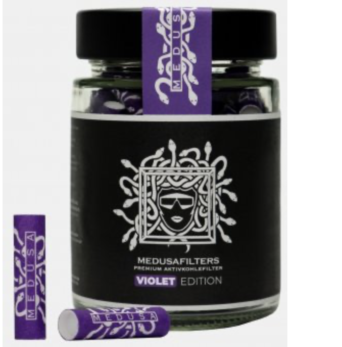 Medusa MEDUSA Aktivkohle- und Zellstoffilter 100 Stück im Glas, 6 mm Ø Slim VIOLET