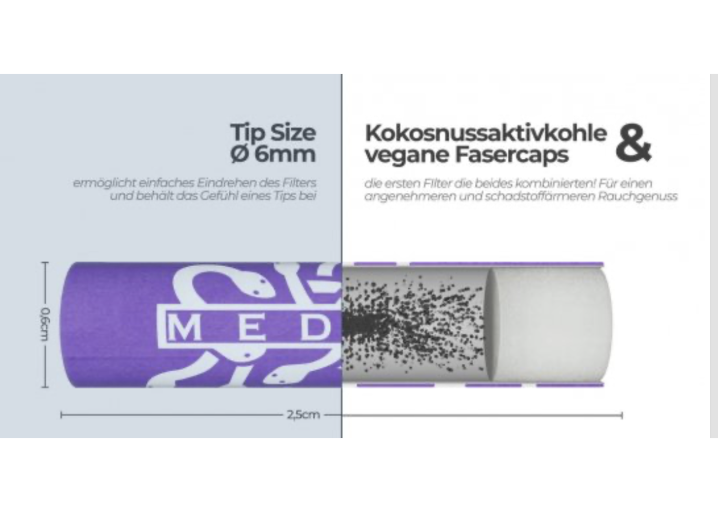 Medusa MEDUSA Aktivkohle- und Zellstoffilter 100 Stück im Glas, 6 mm Ø Slim VIOLET