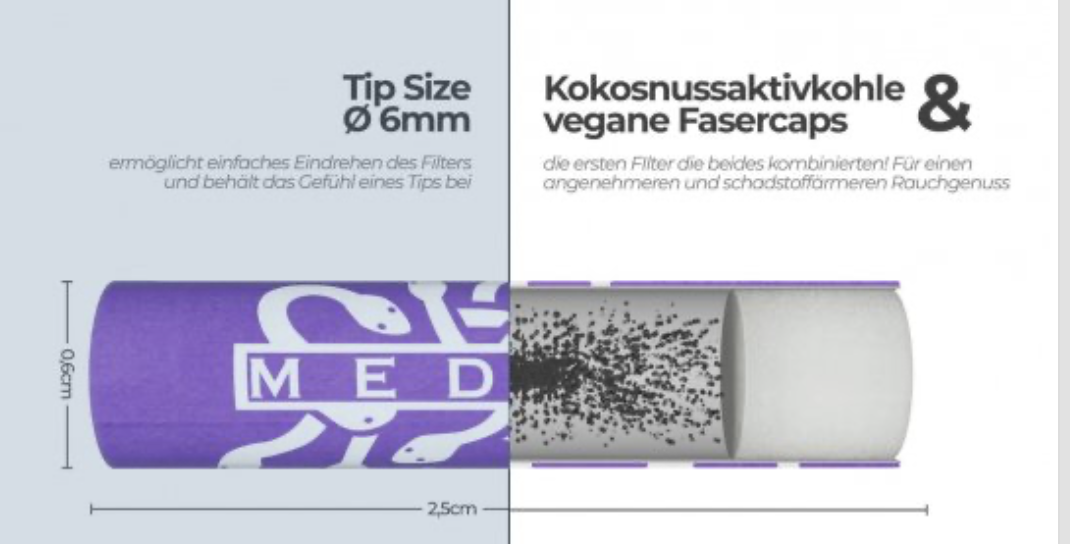 Medusa MEDUSA Aktivkohle- und Zellstoffilter 100 Stück im Glas, 6 mm Ø Slim VIOLET