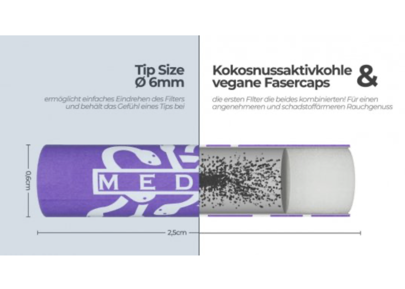 Medusa MEDUSA Aktivkohle- und Zellstoffilter 50 Stück, 6 mm Ø Slim SUNSET
