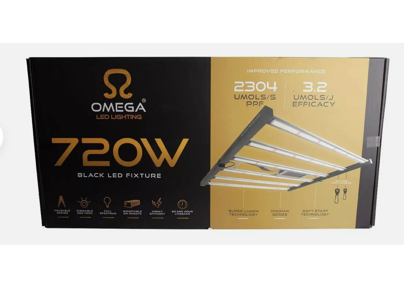 Omega Omega Black LED - 720W - Full Spectrum - 3.2 UMOL