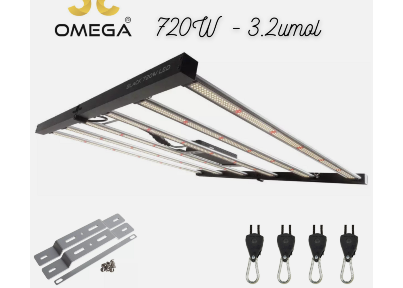 Omega Omega Black LED - 720W - Full Spectrum - 3.2 UMOL