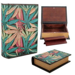  Buch Versteck Holzbox Leaves