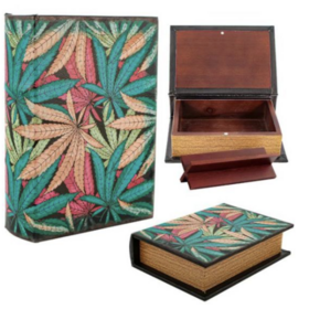  Buch Versteck Holzbox Leaves