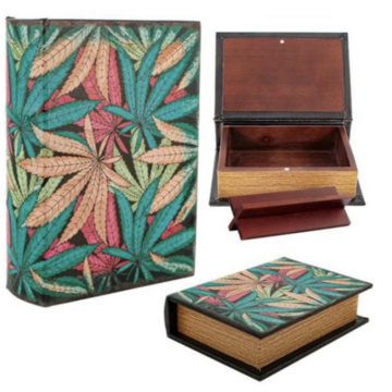  Buch Versteck Holzbox Leaves