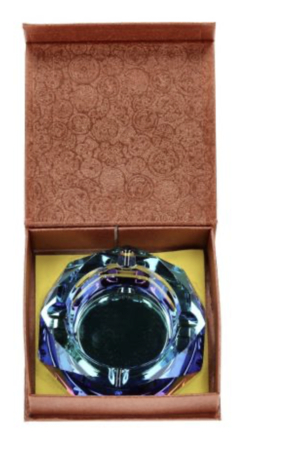 Glas Aschenbecher Diamant Rainbow Blue 9.5cm