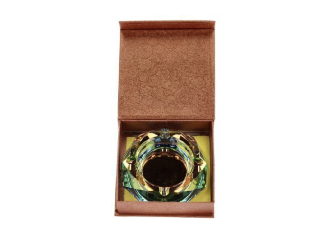 Glas Aschenbecher Diamant Rainbow Green 9.5cm