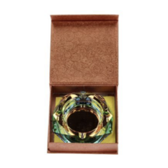 Glas Aschenbecher Diamant Rainbow Green 9.5cm