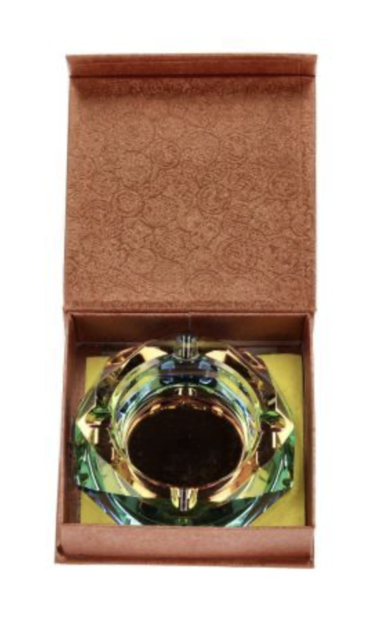 Glas Aschenbecher Diamant Rainbow Green 9.5cm