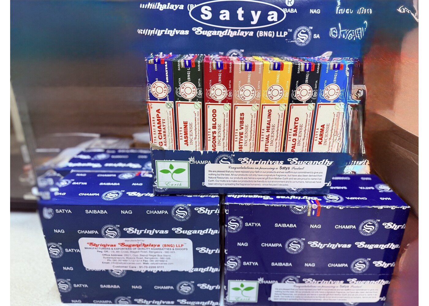 Satya Nag Champa Räucherstabchen Display assortiert 7x 6 versch. Düfte