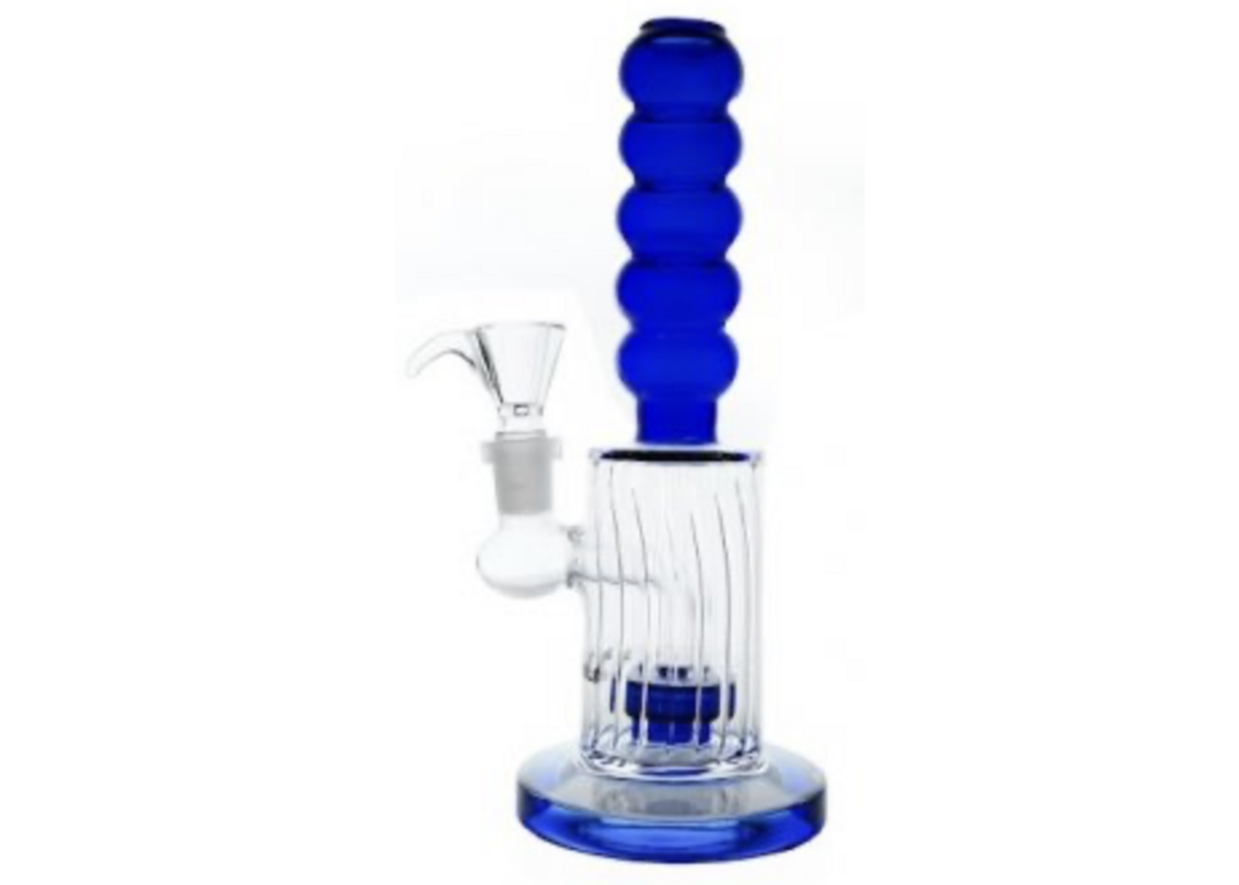 Blaue geschnittene Bong mit Bubble Grip 20cm